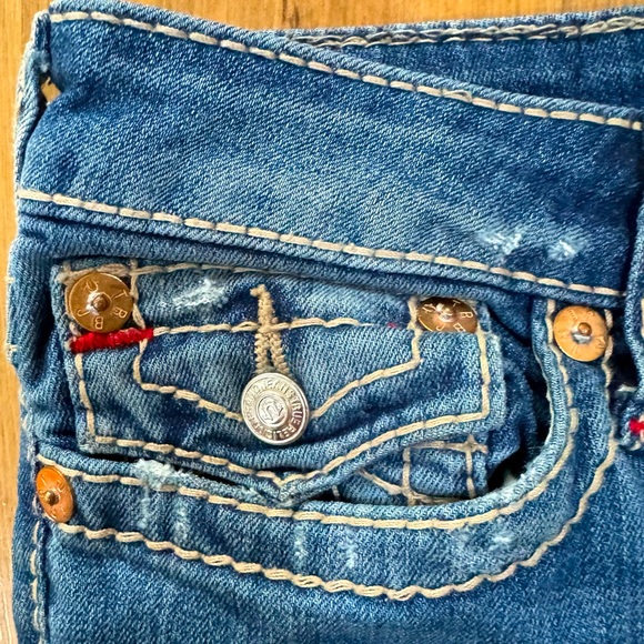 True Religion Low Rise Bootcut Jean w flaps W28 blue - Picture 2 of 12